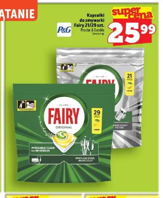 Kapsułki do zmywarki Fairy 29 szt. +1 wariant