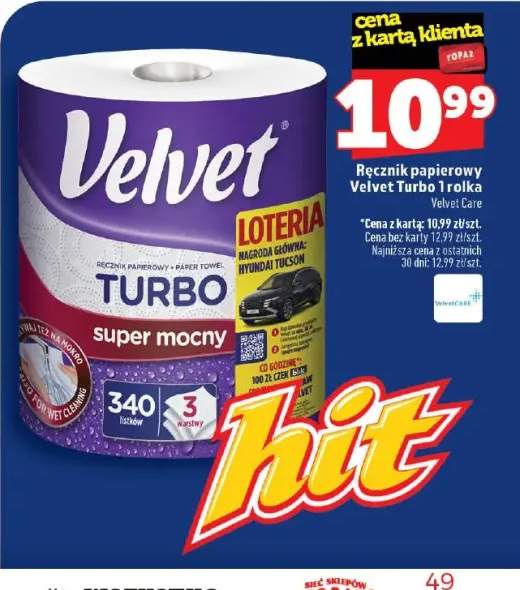 Ręcznik papierowy Velvet Turbo 1 rolka