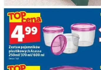 Zestaw pojemników plastikowych Acassa 250 ml/370 ml/600 ml