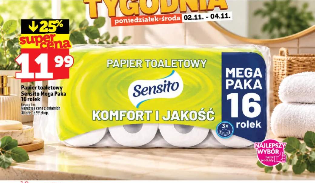 Papier toaletowy Sensito Mega Paka 16-pak