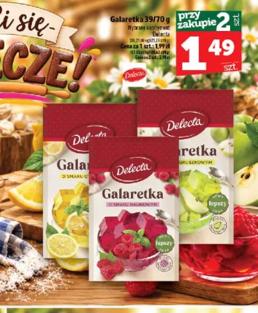 Galaretka o smaku malinowym Delecta +2 warianty