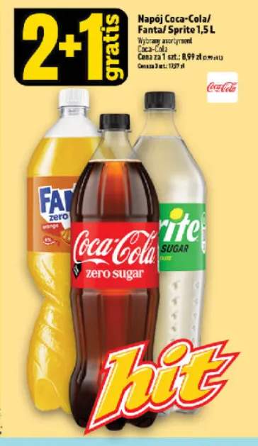 Napój gazowany Coca-Cola 1,5 l +2 warianty
