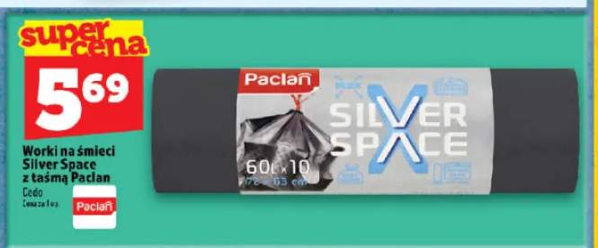 Worki na śmieci Silver Space z taśmą 60 l Paclan