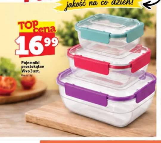 Pojemniki prostokątne 3-pak Vivo