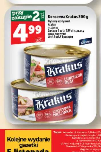 Konserwa Luncheon Meat Krakus +1 wariant